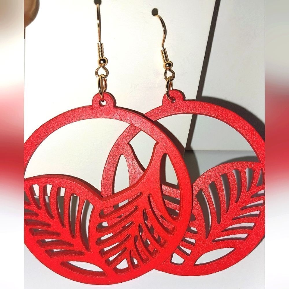 Gorgeous hollow wooden earrings